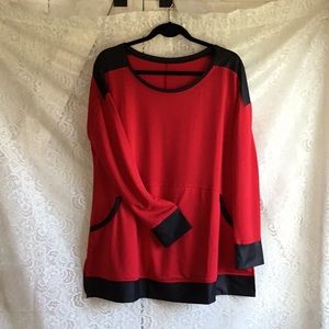 Livi Active 14/16 XL Long Sleeve Red Tunic Top NWT